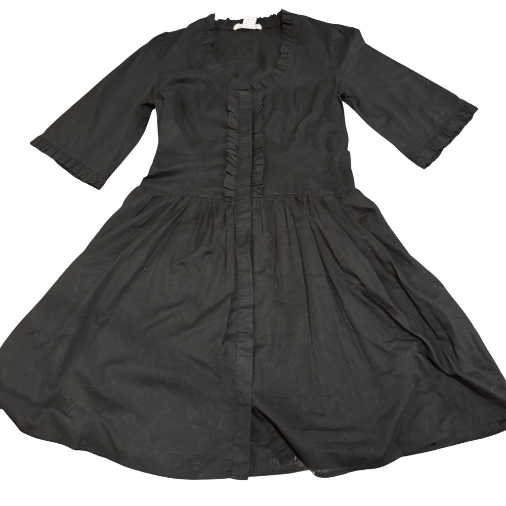 Charlotte Russe Black Cotton Ruffle Trim Fit Flare Mini Dress Dark Academia S